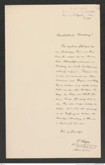 k.k. naturhistorisches Hofmuseum, Intendanzakten 1885-1896 (Hauer), Aktenzahl Z.521/1892, Seite 1